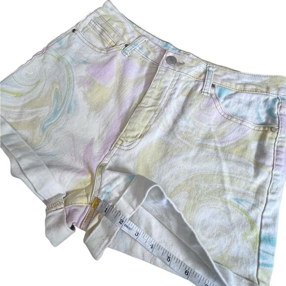 Tinseltown high waist pastel swirl jean shorts size 9 - Picture 11 of 11
